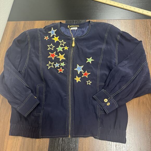 Vintage Sandra Roth Ciao Sport 100% Silk Jacket colorful embroidery Grand Prix 8 - Picture 2 of 8